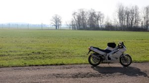 Honda VFR vor grüner Wiese